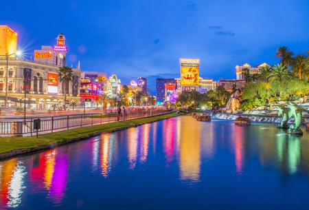 LAS VEGAS - MARCH 18 : View of the strip on March 18 2015 in Las Vegas. The Las Vegas Strip is an approximately 4.2-mile (6.8 km) stretch of Las Vegas Boulevard in Clark County, Nevada.のeditorial素材