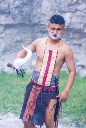 SAN MIGUEL DE ALLENDE , MEXICO - MAY 31 : Native American with traditional costume participates at...