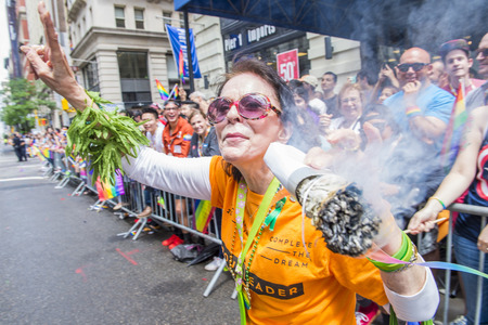 NEW YORK -  JUNE 28 : Participant march in the Gay Pride Parade on June 28, 2015 in New York City The parade is held two days after the U.S. Supreme Court's decision allowing gay marriage in the U.S.のeditorial素材