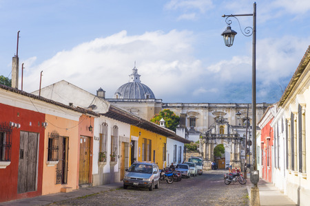 ANTIGUA , GUATEMALA - JULY 30 : Street view of Antigua Guatemala on July 30 2015. The historic city Antigua is UNESCO World Heritage Site since 1979.のeditorial素材