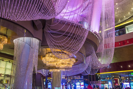 LAS VEGAS - SEP 03 : The Chandelier Bar at the Cosmopolitan Hotel & Casino in Las Vegas on September 03 2015. This tri-level chandelier encases the hotels 3 bars in illuminated crystals.のeditorial素材
