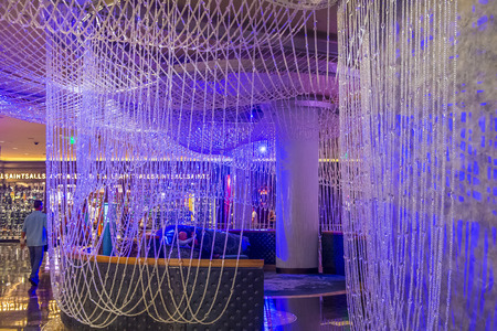 LAS VEGAS - SEP 03 : The Chandelier Bar at the Cosmopolitan Hotel & Casino in Las Vegas on September 03 2015. This tri-level chandelier encases the hotels 3 bars in illuminated crystals.のeditorial素材