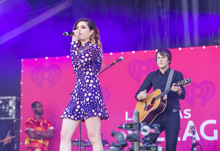 LAS VEGAS - SEP 19 : Musician Sydney Sierota of Echosmith performs onstage at the 2015 iHeartRadio Music Festival at the Las Vegas Village on September 19, 2015 in Las Vegas, Nevada.のeditorial素材