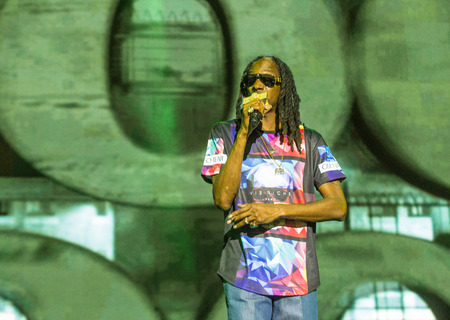 LAS VEGAS - SEP 26 : Rapper Snoop Dogg performs onstage during day 2 of the 2015 Life Is Beautiful Festival on September 26, 2015 in Las Vegas, Nevada.のeditorial素材