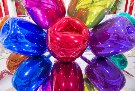 LAS VEGAS - SEP 10 : The Jeff Koons Tulips Sculpture display at the Wynn Hotel in Las Vegas on September 10 , 2015. The sculpture purchased by Steve Wynn in 2012 for $33.6 million dollarsのeditorial素材