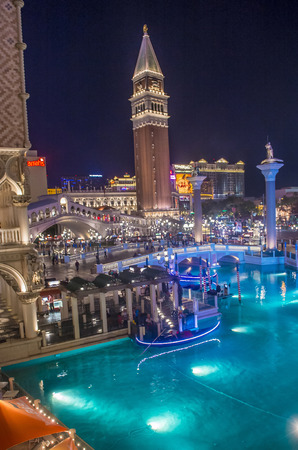 LAS VEGAS - OCT 23 : The Venetian hotel and replica of a Grand canal in Las Vegas on October 23 , 2015. With more than 4000 suites it`s one of the most famous hotels in the worldのeditorial素材
