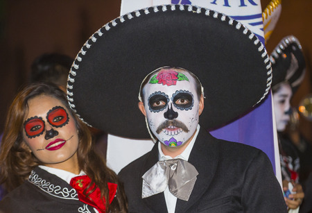 OAXACA , MEXICO - NOV 02 : Unidentified participants on a carnival of the Day of the Dead in Oaxaca, Mexico on November 02 2015. The Day of the Dead is one of the most popular holidays in Mexicoのeditorial素材