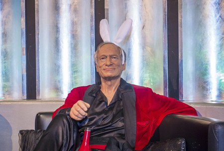 LAS VEGAS - OCT 23 : A waxwork of Hue Haffner at The Madame Tussauds museum in Las Vegas on October 23 2015 , The two-floor 30,000-square-foot museum has 100-plus wax replicas.のeditorial素材