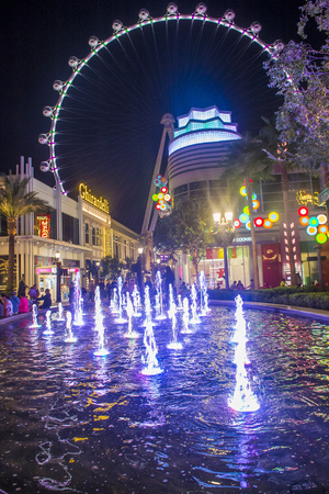 LAS VEGAS - OCT 23 : The High Roller at the Linq, a dining and shopping district at the center of the Las Vegas Strip on October 23 2015 , The High Roller is the worlds largest observation wheelのeditorial素材