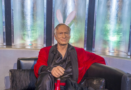 LAS VEGAS - OCT 23 : A waxwork of Hue Haffner at The Madame Tussauds museum in Las Vegas on October 23 2015 , The two-floor 30,000-square-foot museum has 100-plus wax replicas.のeditorial素材