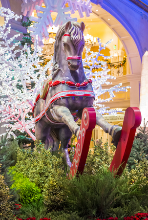 LAS VEGAS - DEC 18 : Winter season in Bellagio Hotel Conservatory & Botanical Gardens on December 18 ,2015 in Las Vegas. There are five seasonal themes that the Conservatory undergoes each year.のeditorial素材