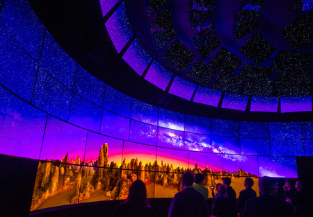 LAS VEGAS - JAN 08 : Video wall at the LG booth at the CES show held in Las Vegas on January 08 2016 , CES is the world's leading consumer-electronics show.のeditorial素材
