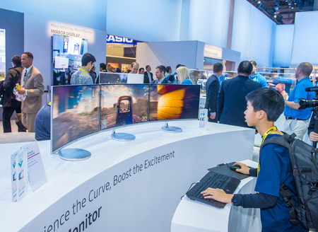 LAS VEGAS - JAN 08 : The Samsung booth at the CES show held in Las Vegas on January 08 2016 , CES is the world's leading consumer-electronics show.のeditorial素材