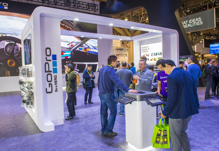 LAS VEGAS - JAN 08 : The GoPro booth at the CES show held in Las Vegas on January 08 2016 , CES is the world's leading consumer-electronics show.のeditorial素材