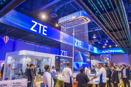 LAS VEGAS - JAN 06 : The ZTE booth at the CES show held in Las Vegas on January 06 2016 , CES is the world's leading consumer-electronics show.のeditorial素材