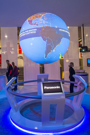 LAS VEGAS - JAN 08 : The Panasonic booth at the CES show held in Las Vegas on January 08 2016 , CES is the world's leading consumer-electronics show.のeditorial素材