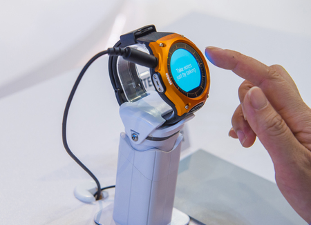 LAS VEGAS - JAN 08 : Smart watch at the Casio booth at the CES show held in Las Vegas on January 08 2016 , CES is the world's leading consumer-electronics show.のeditorial素材