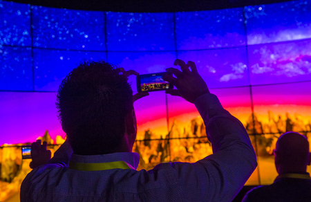 LAS VEGAS - JAN 08 : Video wall at the LG booth at the CES show held in Las Vegas on January 08 2016 , CES is the world's leading consumer-electronics show.のeditorial素材