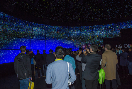 LAS VEGAS - JAN 08 : Video wall at the LG booth at the CES show held in Las Vegas on January 08 2016...