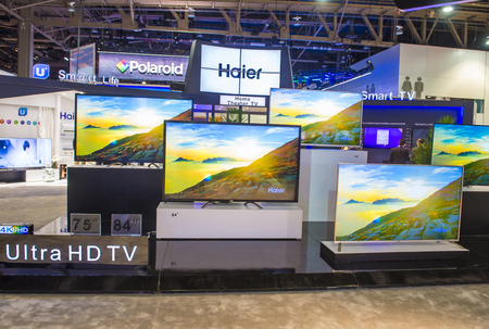 LAS VEGAS - JAN 08 : The Haier booth at the CES show held in Las Vegas on January 06 2018 , CES is...