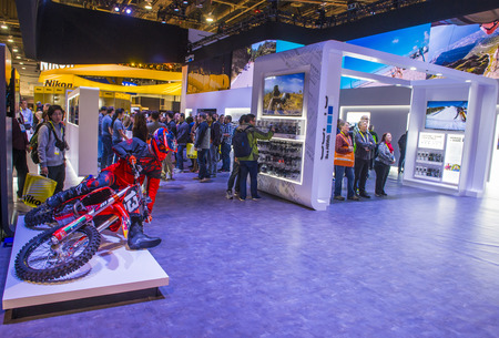 LAS VEGAS - JAN 08 : The GoPro booth at the CES show held in Las Vegas on January 08 2016 , CES is...