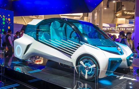 LAS VEGAS - JAN 08 : The Toyota FCV Plus Hydrogen Concept car at the CES Show in Las Vegas, Navada, on January 08, 2016. CES is the world's leading consumer-electronics show.のeditorial素材