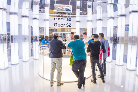 LAS VEGAS - JAN 08 : The Samsung booth at the CES show held in Las Vegas on January 08 2016 , CES is the world's leading consumer-electronics show.のeditorial素材
