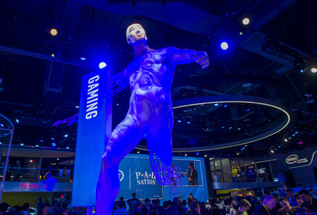 LAS VEGAS - JAN 08 : The Intel booth at the CES show held in Las Vegas on January 08 2016 , CES is the world's leading consumer-electronics show.のeditorial素材