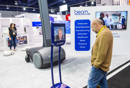 LAS VEGAS - JAN 06 : The beam booth at the CES show held in Las Vegas on January 06 2016 , CES is...