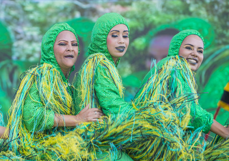 BARRANQUILLA , COLOMBIA - FEB 07 : Participants in the Barranquilla Carnival in Barranquilla , Colombia on February 07 2016. Barranquilla Carnival is one of the biggest carnival in the worldのeditorial素材