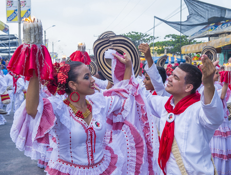 BARRANQUILLA , COLOMBIA - FEB 07 : Participants in the Barranquilla Carnival in Barranquilla ,...
