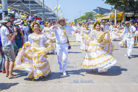 BARRANQUILLA , COLOMBIA - FEB 07 : Participants in the Barranquilla Carnival in Barranquilla , Colombia on February 07 2016. Barranquilla Carnival is one of the biggest carnival in the worldのeditorial素材