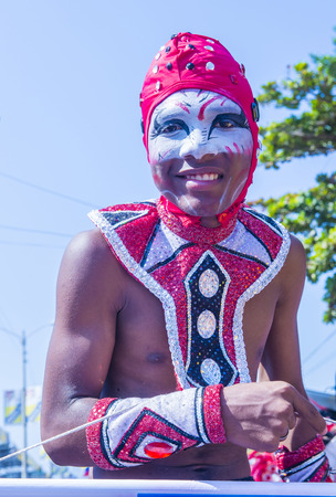 BARRANQUILLA , COLOMBIA - FEB 07 : Participant in the Barranquilla Carnival in Barranquilla , Colombia on February 07 2016. Barranquilla Carnival is one of the biggest carnival in the worldのeditorial素材