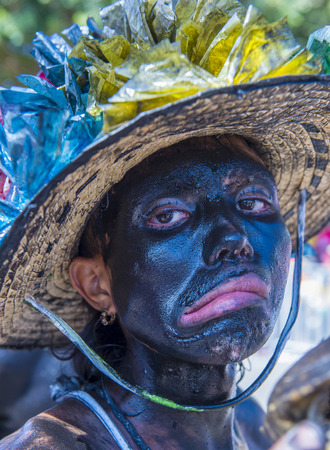 BARRANQUILLA , COLOMBIA - FEB 07 : Participant in the Barranquilla Carnival in Barranquilla , Colombia on February 07 2016. Barranquilla Carnival is one of the biggest carnival in the worldのeditorial素材