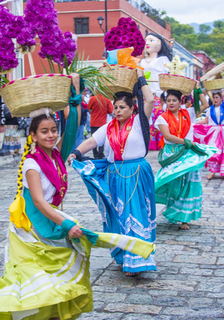 OAXACA , MEXICO  - NOV 02 : Unknown participants on a carnival of the Day of the Dead in Oaxaca, Mexico, on November 02 2015. The Day of the Dead is one of the most popular holidays in Mexicoのeditorial素材