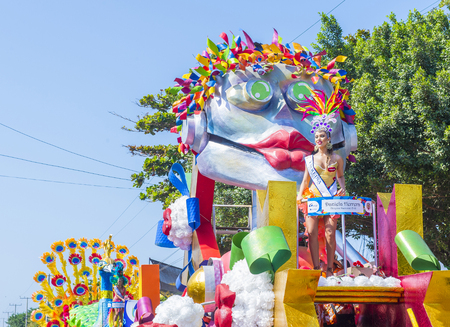 BARRANQUILLA , COLOMBIA - FEB 07 : Float parade in the Barranquilla Carnival in Barranquilla , Colombia on February 07 2016. Barranquilla Carnival is one of the biggest carnival in the worldのeditorial素材
