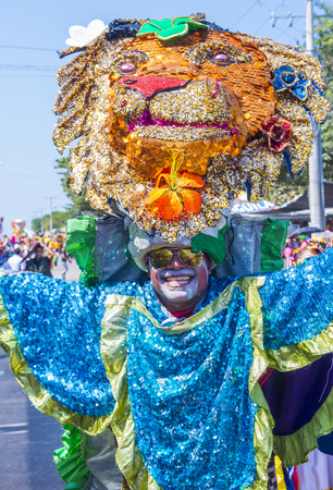 BARRANQUILLA , COLOMBIA - FEB 07 : Participant in the Barranquilla Carnival in Barranquilla , Colombia on February 07 2016. Barranquilla Carnival is one of the biggest carnival in the worldのeditorial素材