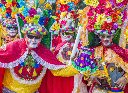 BARRANQUILLA , COLOMBIA - FEB 07 : Participants in the Barranquilla Carnival in Barranquilla ,...