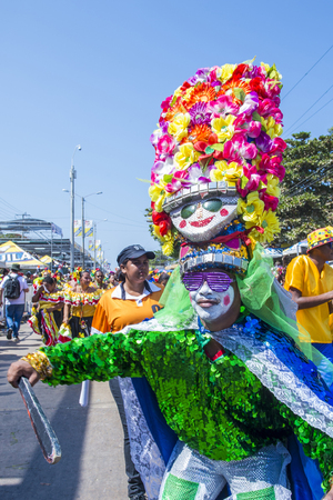 BARRANQUILLA , COLOMBIA - FEB 07 : Participants in the Barranquilla Carnival in Barranquilla , Colombia on February 07 2016. Barranquilla Carnival is one of the biggest carnival in the worldのeditorial素材