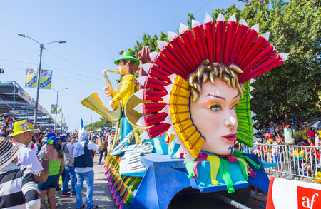 BARRANQUILLA , COLOMBIA - FEB 07 : Float parade in the Barranquilla Carnival in Barranquilla , Colombia on February 07 2016. Barranquilla Carnival is one of the biggest carnival in the worldのeditorial素材