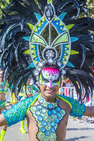 BARRANQUILLA , COLOMBIA - FEB 07 : Participant in the Barranquilla Carnival in Barranquilla , Colombia on February 07 2016. Barranquilla Carnival is one of the biggest carnival in the worldのeditorial素材