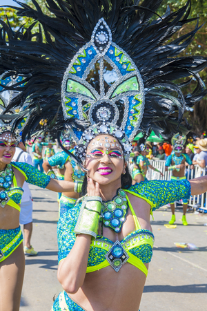 BARRANQUILLA , COLOMBIA - FEB 07 : Participant in the Barranquilla Carnival in Barranquilla , Colombia on February 07 2016. Barranquilla Carnival is one of the biggest carnival in the worldのeditorial素材