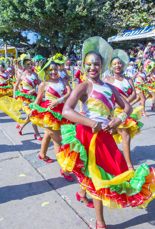 BARRANQUILLA , COLOMBIA - FEB 07 : Participants in the Barranquilla Carnival in Barranquilla , Colombia on February 07 2016. Barranquilla Carnival is one of the biggest carnival in the worldのeditorial素材