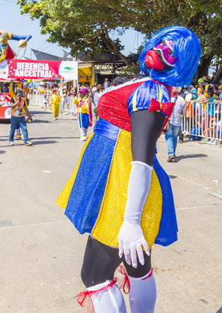 BARRANQUILLA , COLOMBIA - FEB 07 : Participant in the Barranquilla Carnival in Barranquilla , Colombia on February 07 2016. Barranquilla Carnival is one of the biggest carnival in the worldのeditorial素材