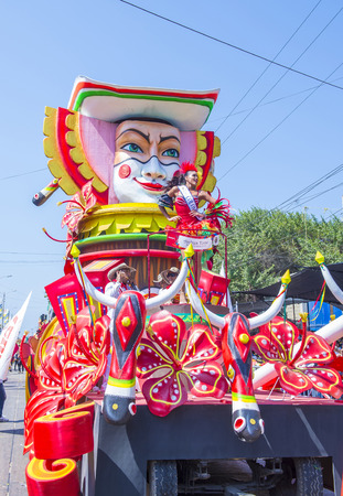 BARRANQUILLA , COLOMBIA - FEB 07 : Float parade in the Barranquilla Carnival in Barranquilla , Colombia on February 07 2016. Barranquilla Carnival is one of the biggest carnival in the worldのeditorial素材