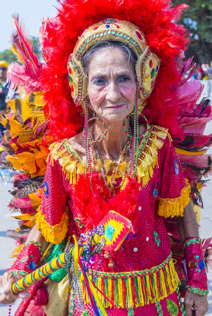 BARRANQUILLA , COLOMBIA - FEB 07 : Participant in the Barranquilla Carnival in Barranquilla , Colombia on February 07 2016. Barranquilla Carnival is one of the biggest carnival in the worldのeditorial素材