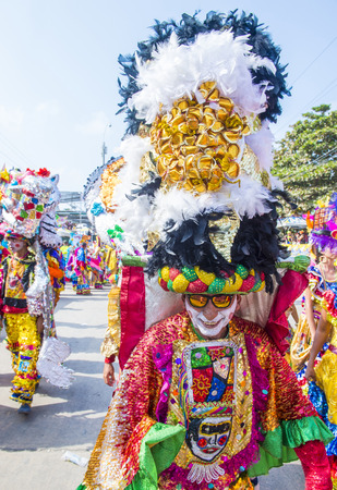 BARRANQUILLA , COLOMBIA - FEB 07 : Participants in the Barranquilla Carnival in Barranquilla , Colombia on February 07 2016. Barranquilla Carnival is one of the biggest carnival in the worldのeditorial素材