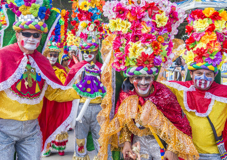BARRANQUILLA , COLOMBIA - FEB 07 : Participants in the Barranquilla Carnival in Barranquilla , Colombia on February 07 2016. Barranquilla Carnival is one of the biggest carnival in the worldのeditorial素材