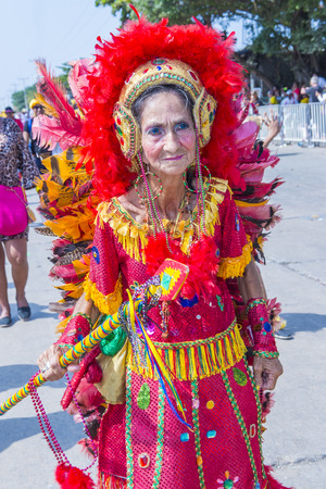 BARRANQUILLA , COLOMBIA - FEB 07 : Participant in the Barranquilla Carnival in Barranquilla , Colombia on February 07 2016. Barranquilla Carnival is one of the biggest carnival in the worldのeditorial素材