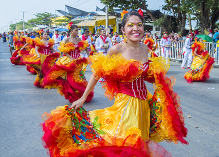 BARRANQUILLA , COLOMBIA - FEB 07 : Participants in the Barranquilla Carnival in Barranquilla , Colombia on February 07 2016. Barranquilla Carnival is one of the biggest carnival in the worldのeditorial素材